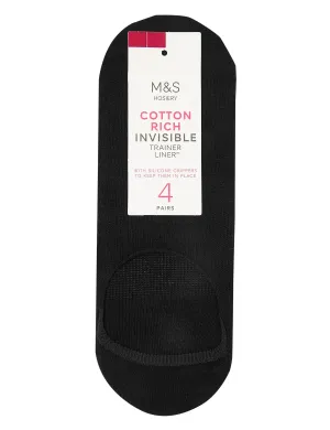 4 Pack Cotton Invisible Trainer Liners