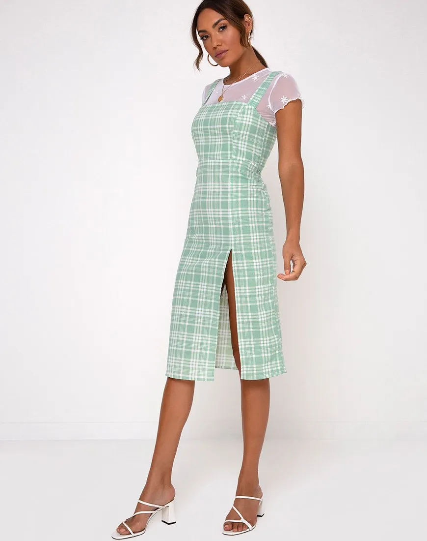 Ayuka Midi Dress in Table Cloth Neo Mint