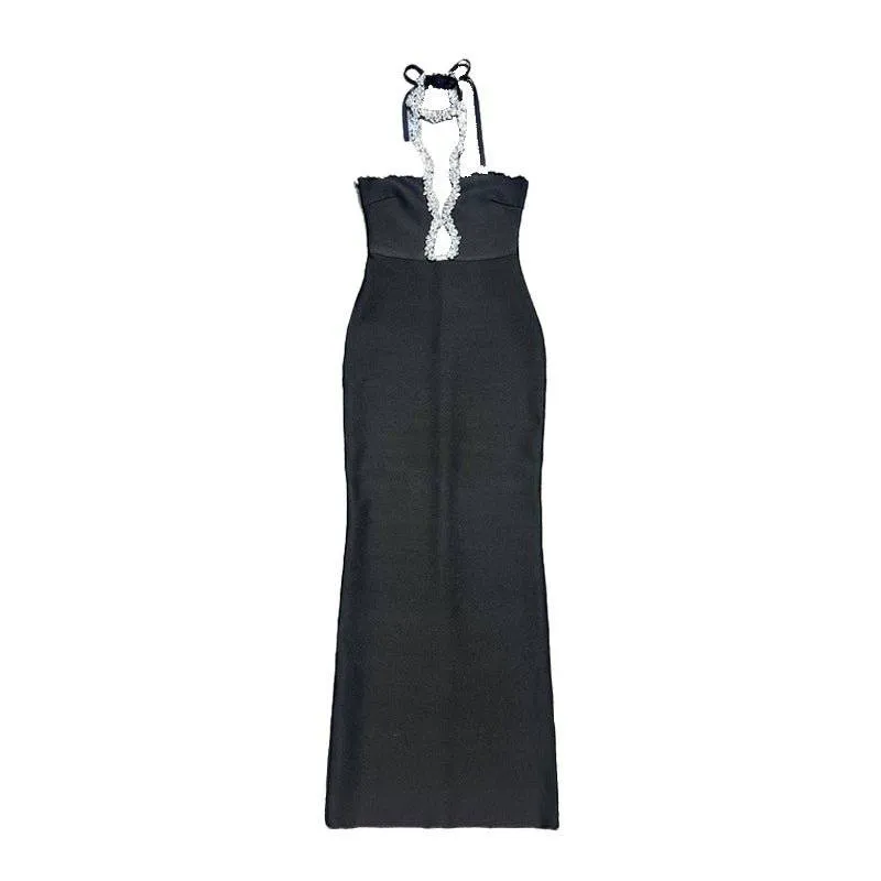 Bella Crystal Black Maxi Dress