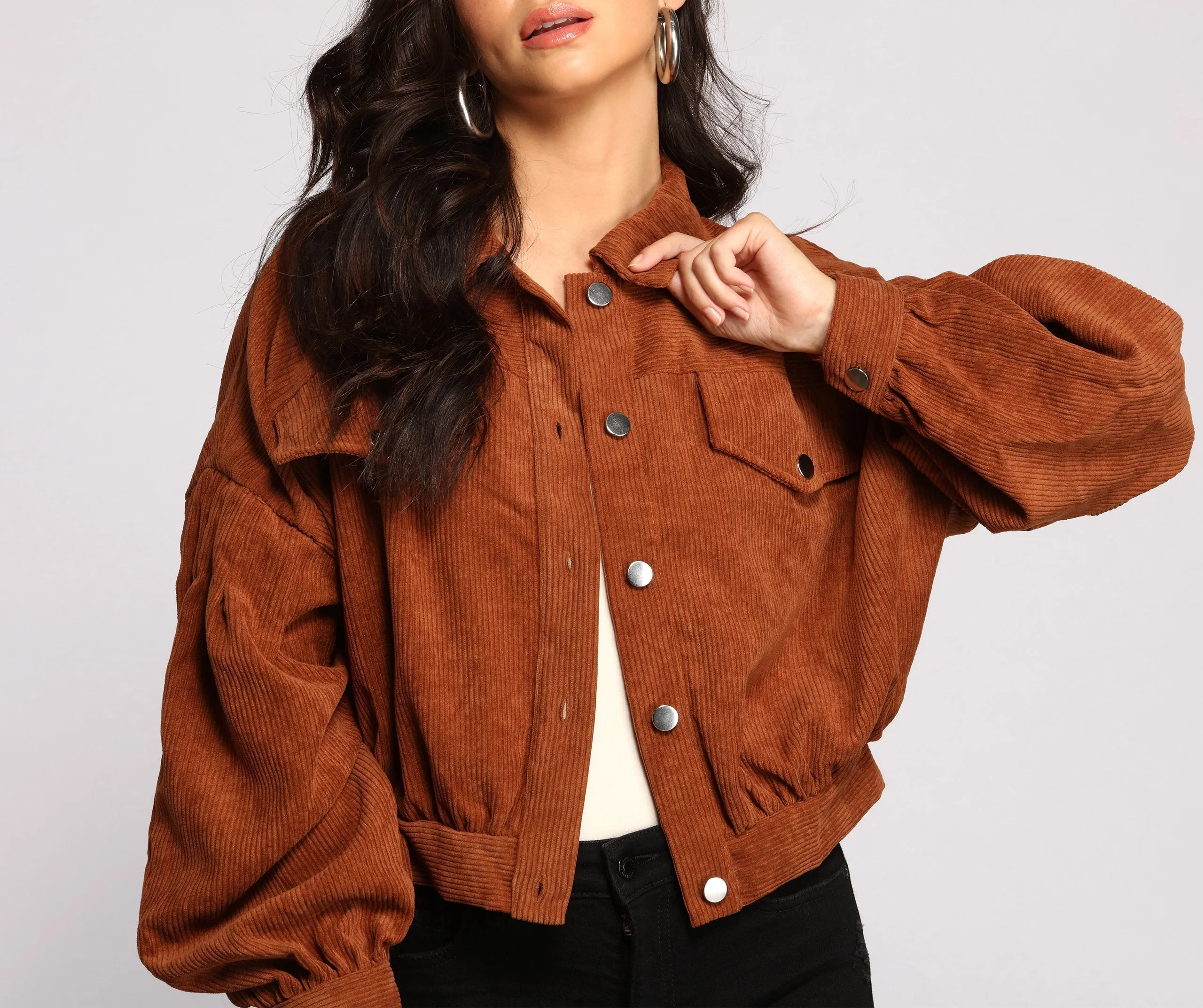 Casually Cute Button-Front Corduroy Jacket