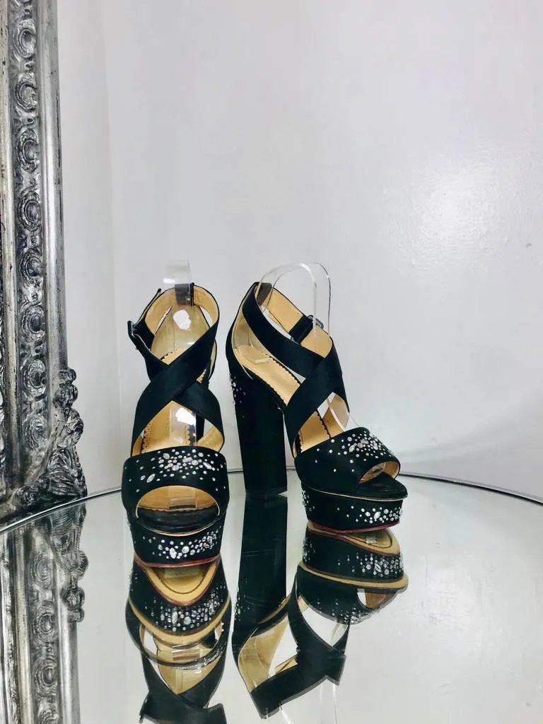 Charlotte Olympia Crystal & Satin Heels. Size 39