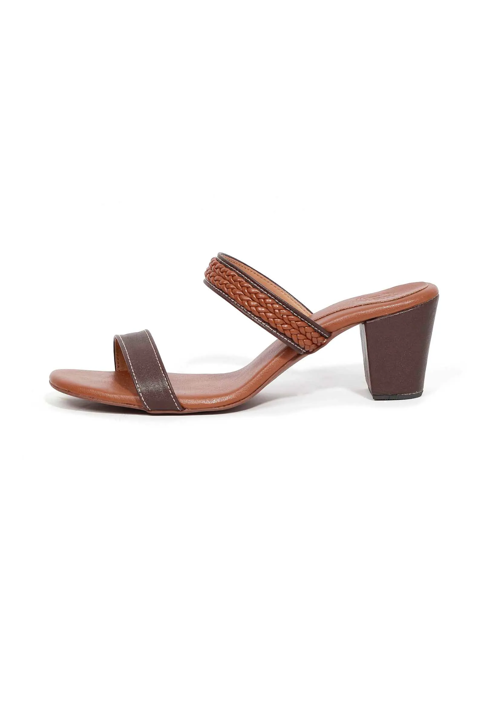 Chock Brown Strap Cushion Padded Heels