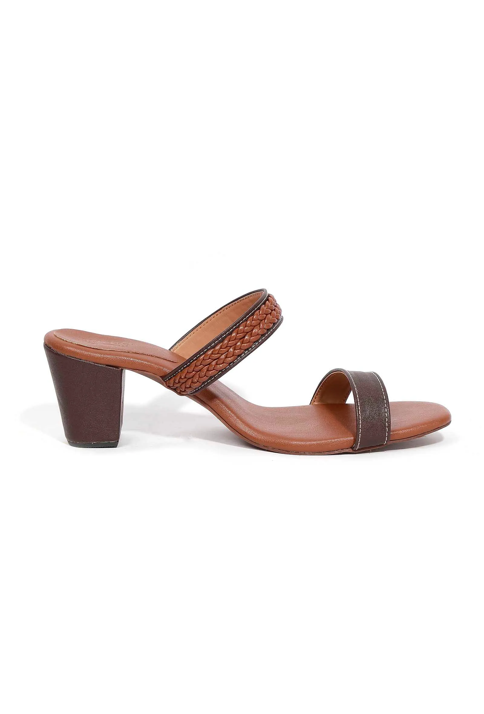 Chock Brown Strap Cushion Padded Heels