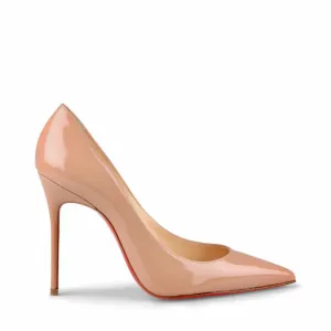 Christian Louboutin Decollete 554 100 Nude Patent Leather Pump Heels 40.5 UK 7.5