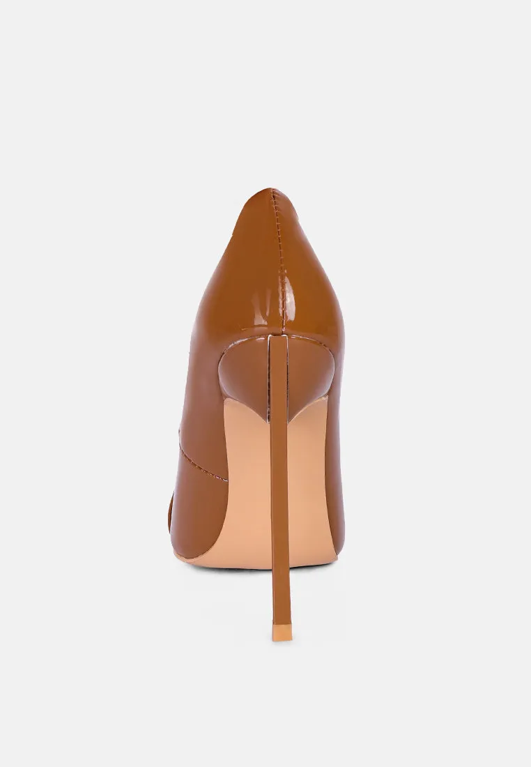 COCKTAIL Buckle Embellished Stiletto Pump Shoes in Camel