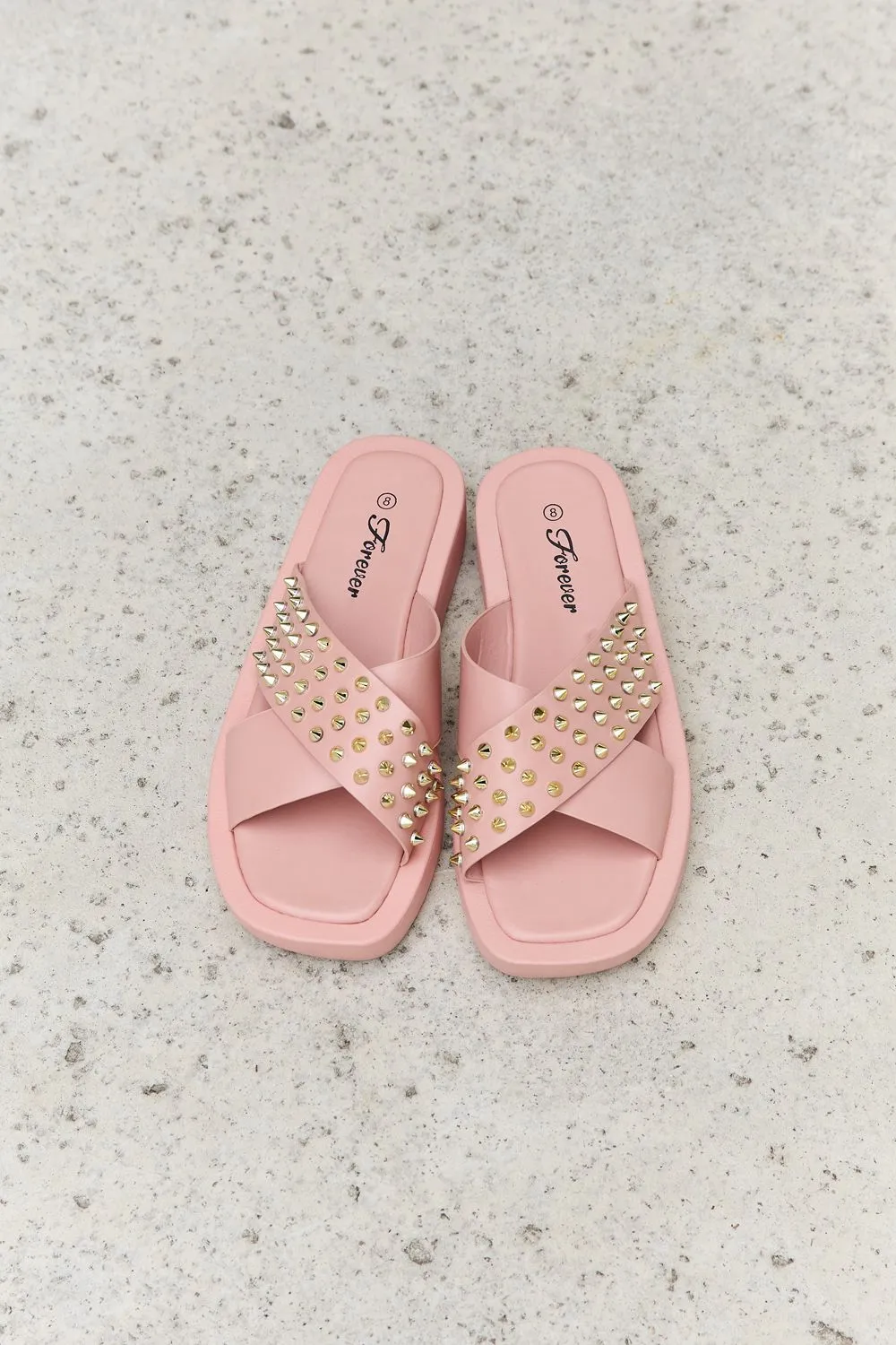 Cross Strap Studded Sandals in Blush