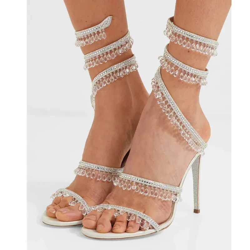 Crystal Pendant Tassels High Heels