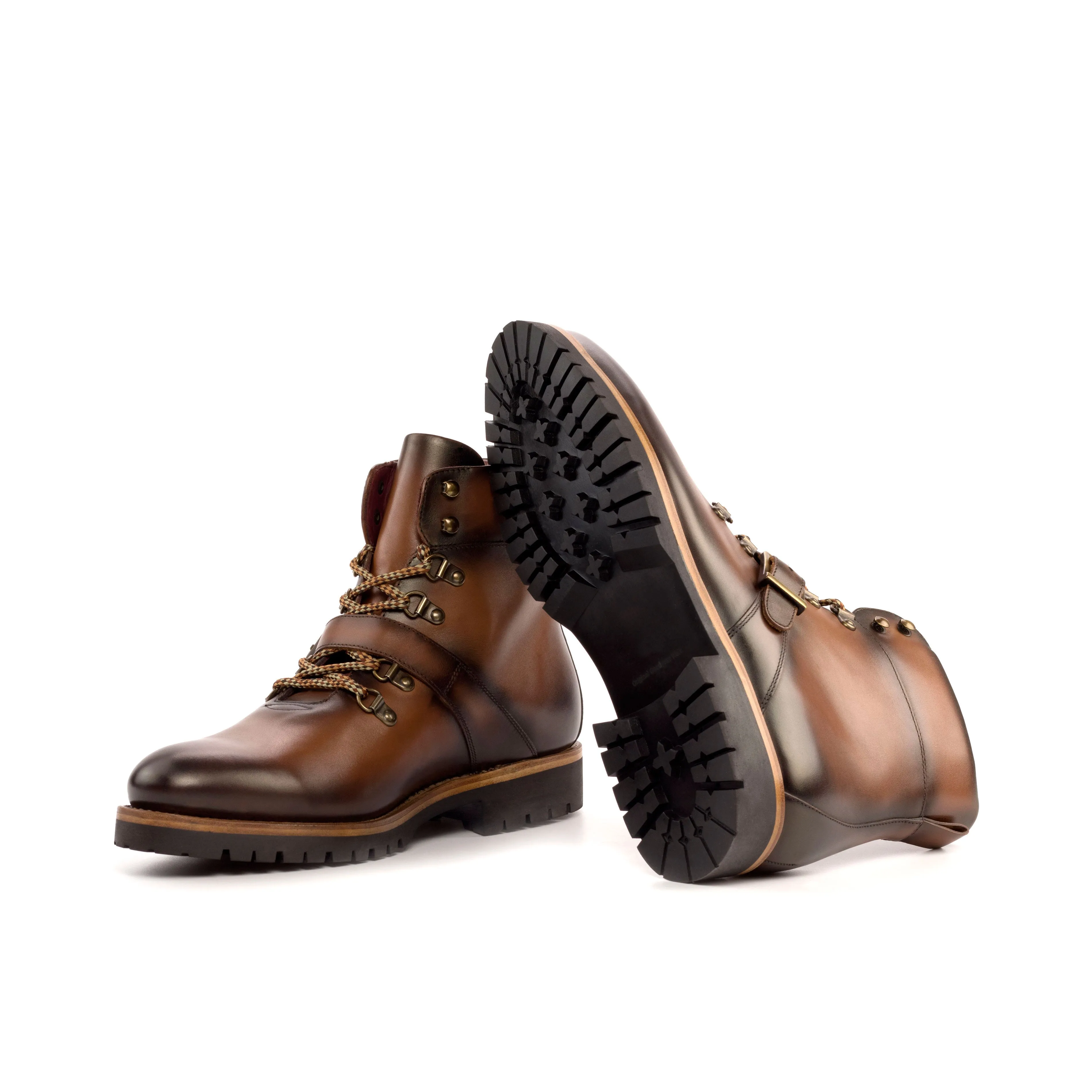 DapperFam Everest in Med Brown Men's Italian Leather Hiking Boot