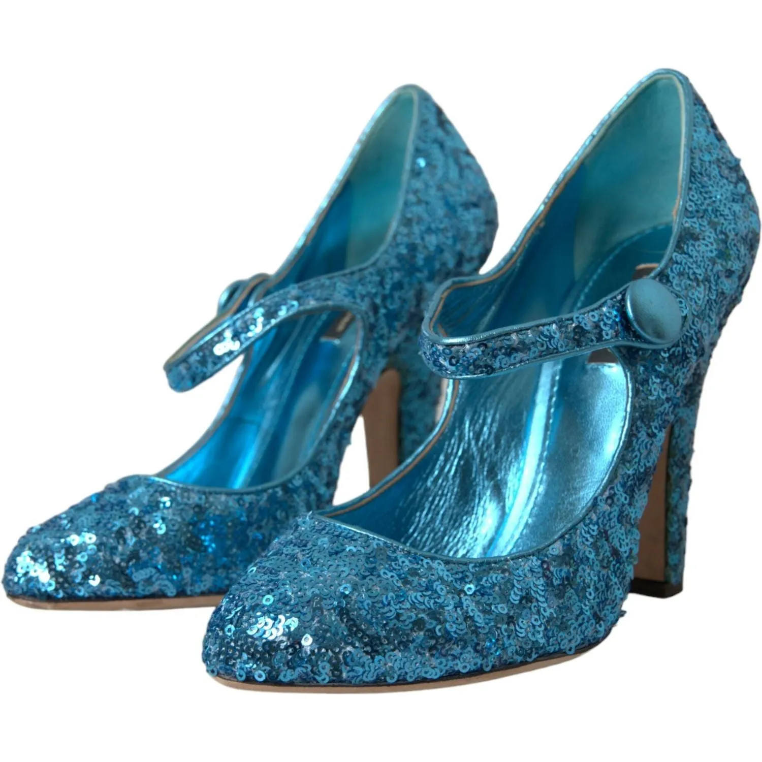 Dolce & Gabbana Blue Sequin Mary Jane Pumps High Heels Shoes