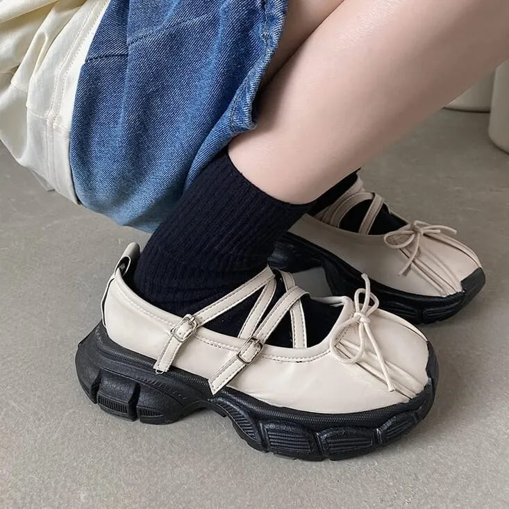 Front Bow Bubble Platform Grunge Sandals