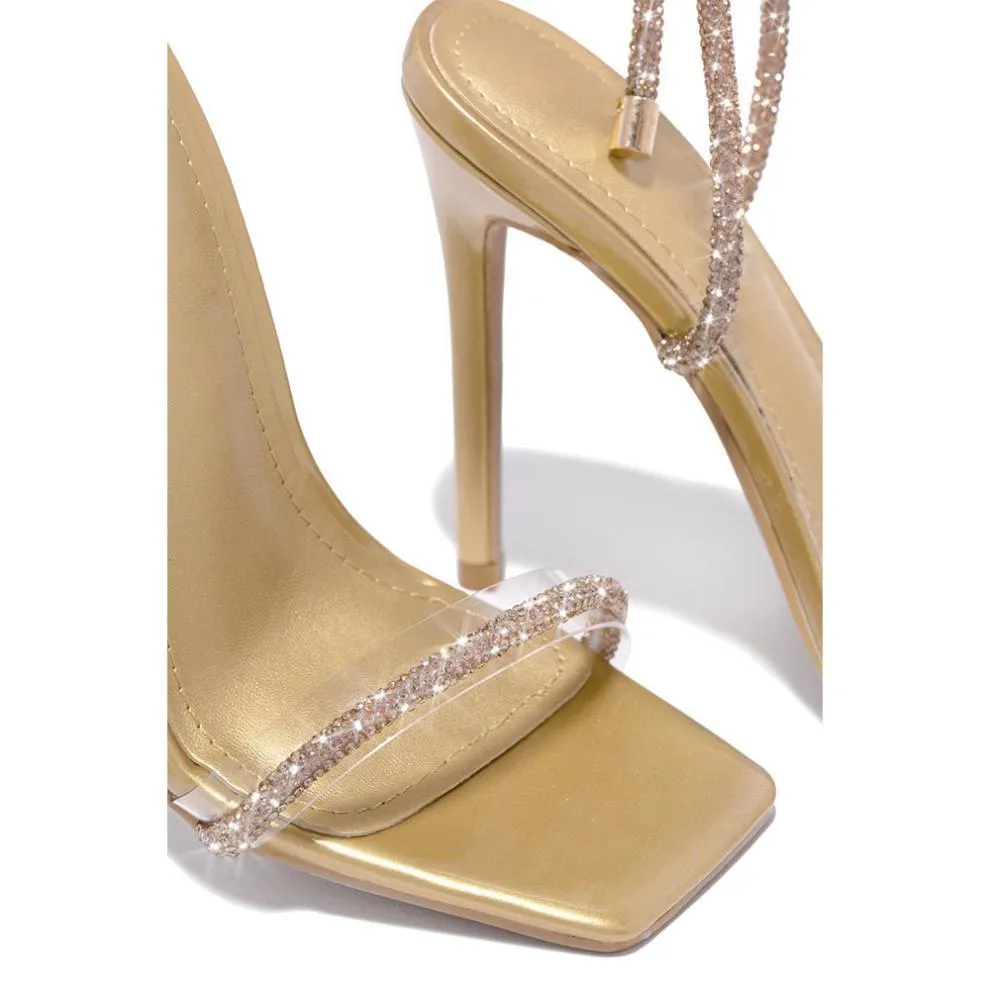 Lace-up Ankle Strap Bling Bling High Heel Sandals