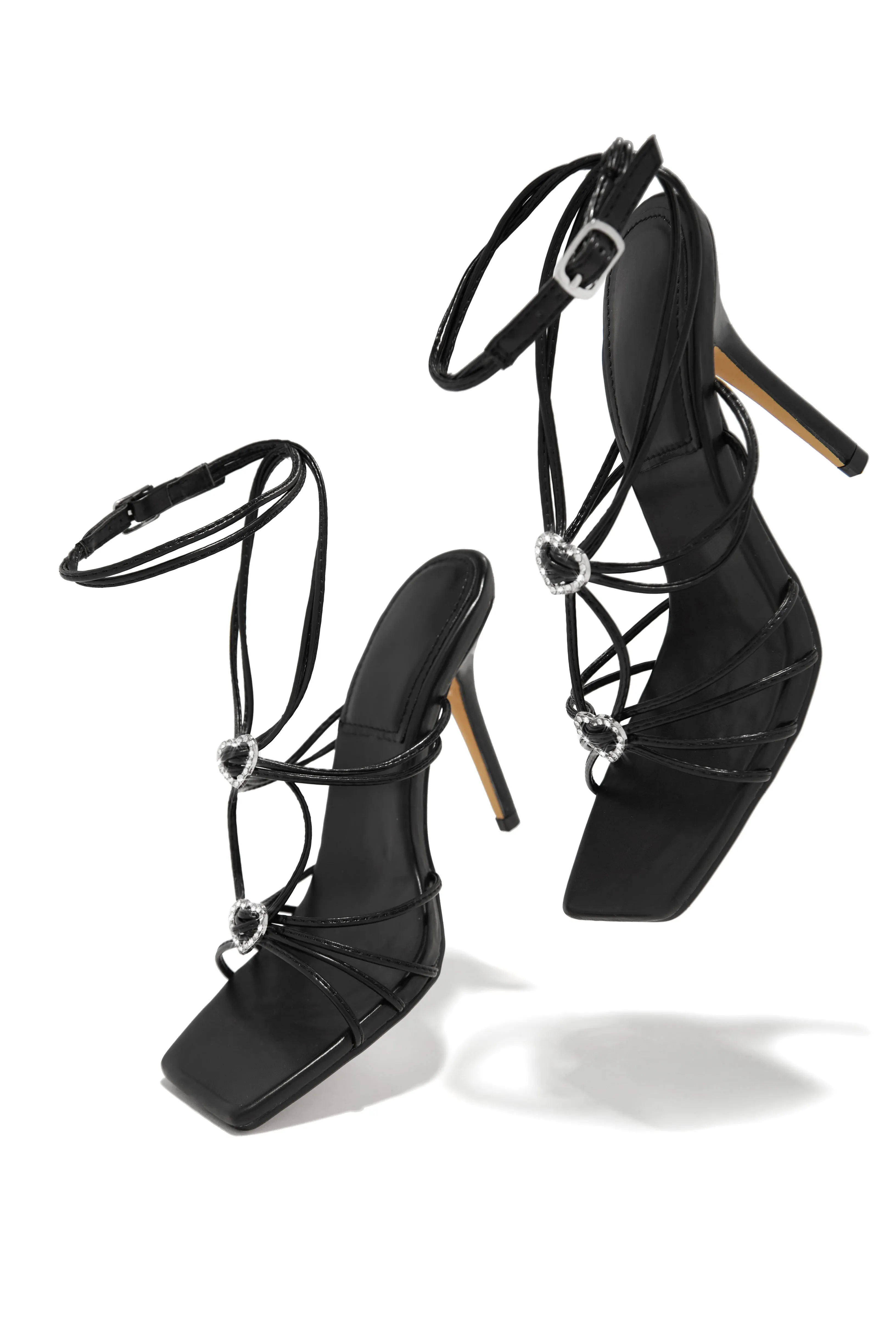 Lovestruck Embellished Strappy High Heels - Black