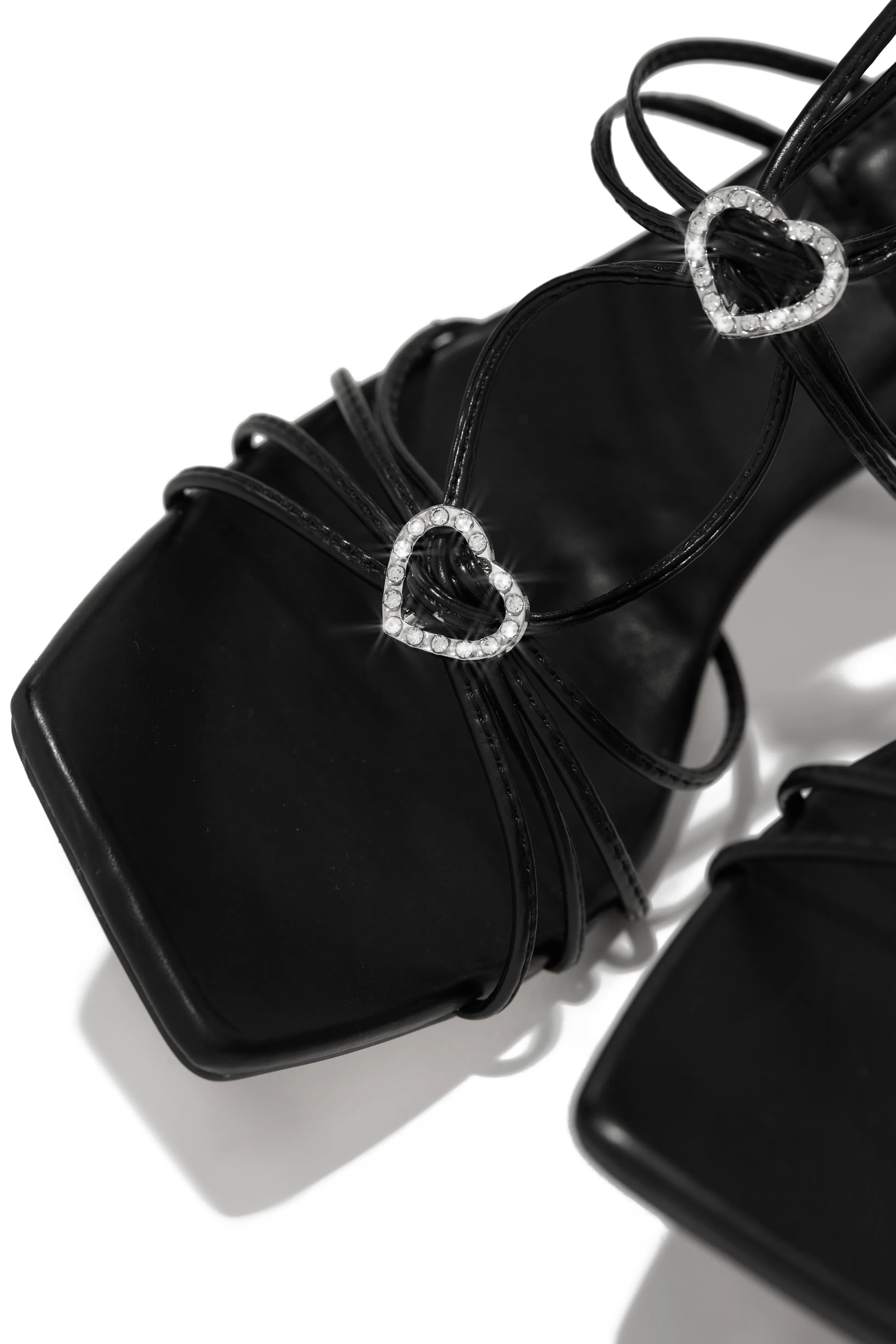 Lovestruck Embellished Strappy High Heels - Black