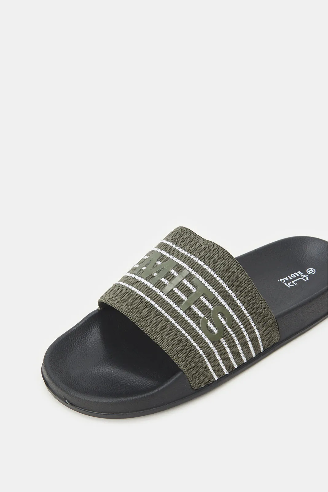 Men Grey Embossed Upper Slide