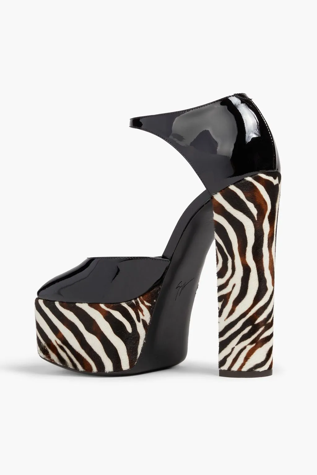 New  York 80 pumps in calfskin and patent leather with zebra print GIUSEPPE ZANOTTI ,  black