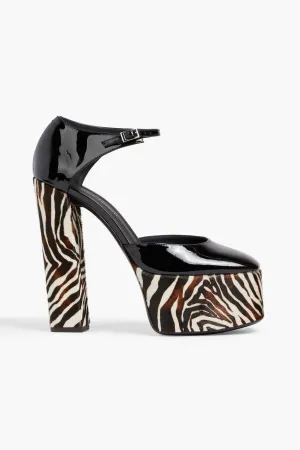 New  York 80 pumps in calfskin and patent leather with zebra print GIUSEPPE ZANOTTI ,  black