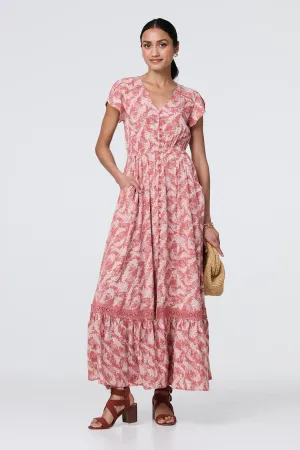 Paisley Print A-Line Tiered Maxi Dress