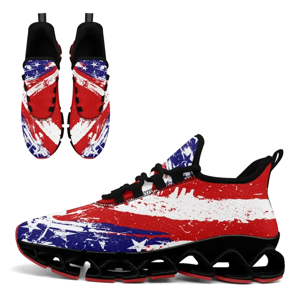 Personalized Patriotic Cloud Sneakers, Custom  American Flag Design Shoes, USA Pride Comfortable Shoes