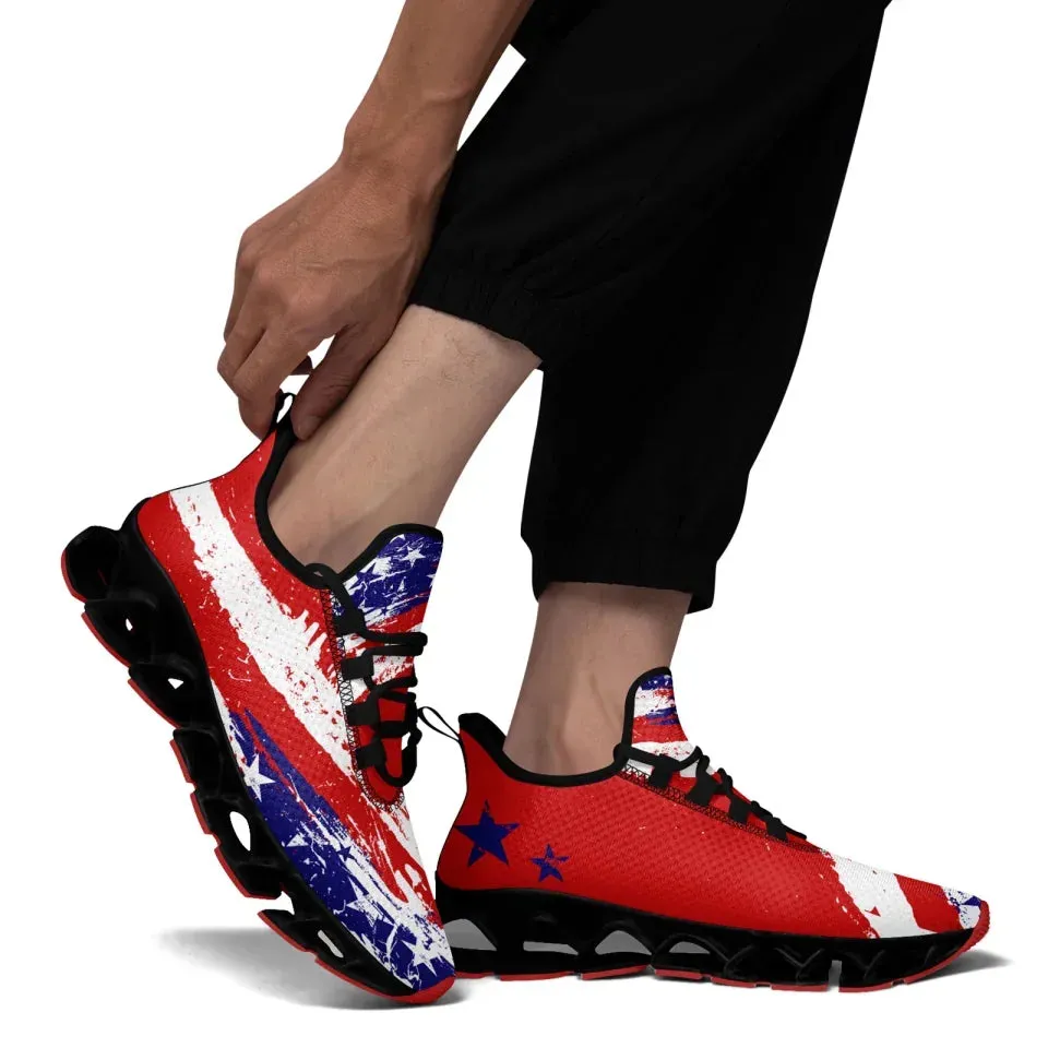 Personalized Patriotic Cloud Sneakers, Custom  American Flag Design Shoes, USA Pride Comfortable Shoes