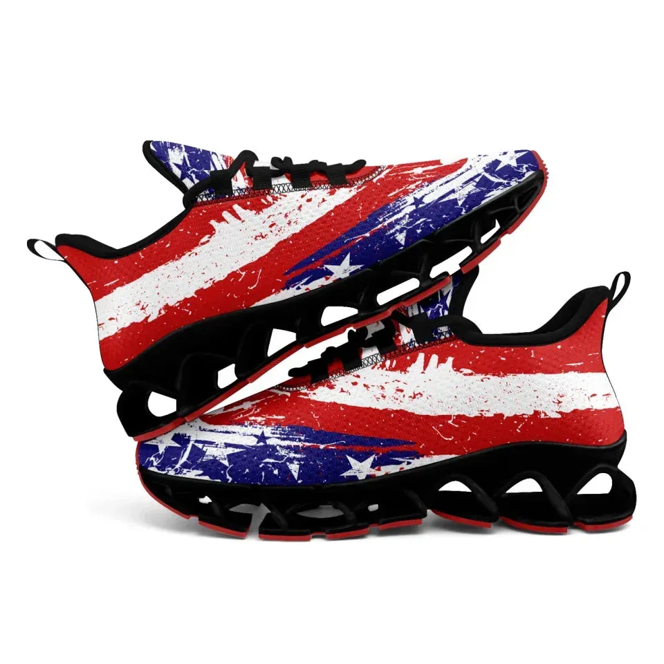 Personalized Patriotic Cloud Sneakers, Custom  American Flag Design Shoes, USA Pride Comfortable Shoes