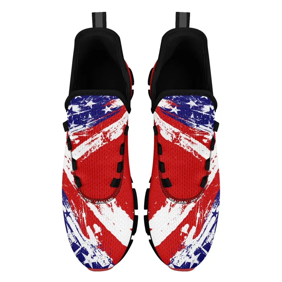 Personalized Patriotic Cloud Sneakers, Custom  American Flag Design Shoes, USA Pride Comfortable Shoes