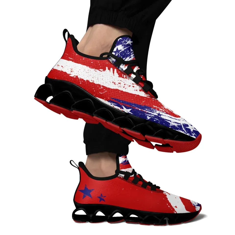 Personalized Patriotic Cloud Sneakers, Custom  American Flag Design Shoes, USA Pride Comfortable Shoes