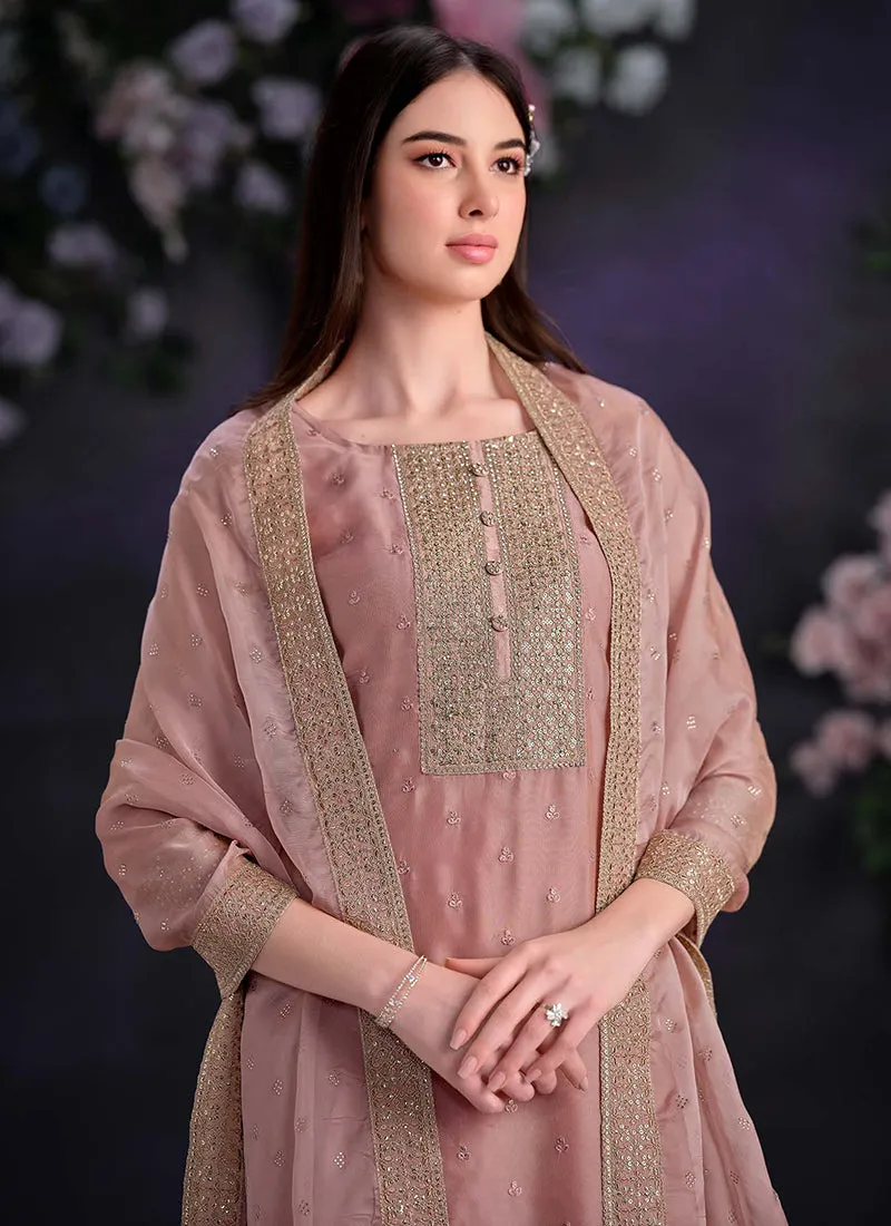 Pink Designer Embroidery Pakistani Pant Suit