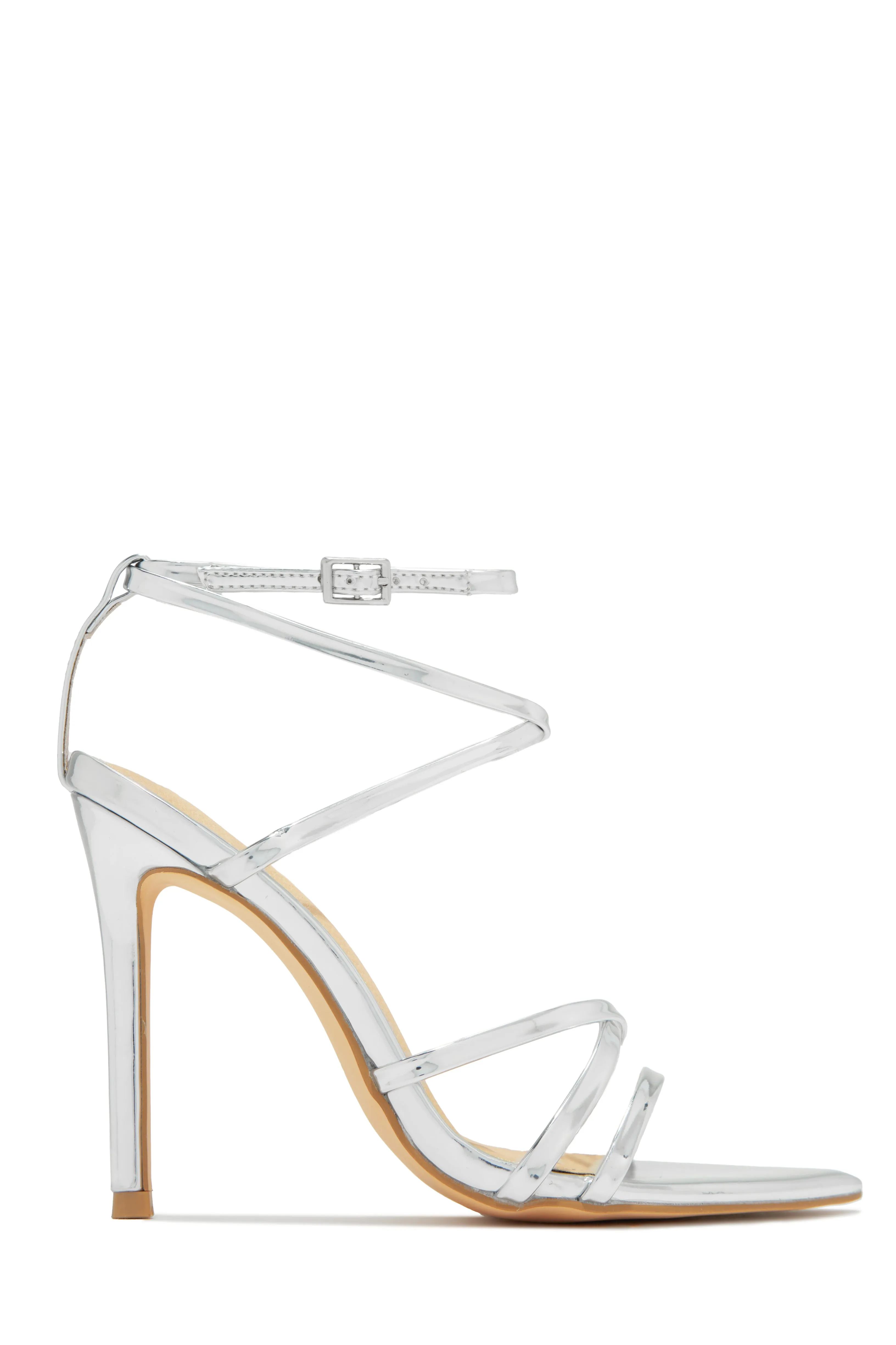 Polished Strappy High Heels - Nude