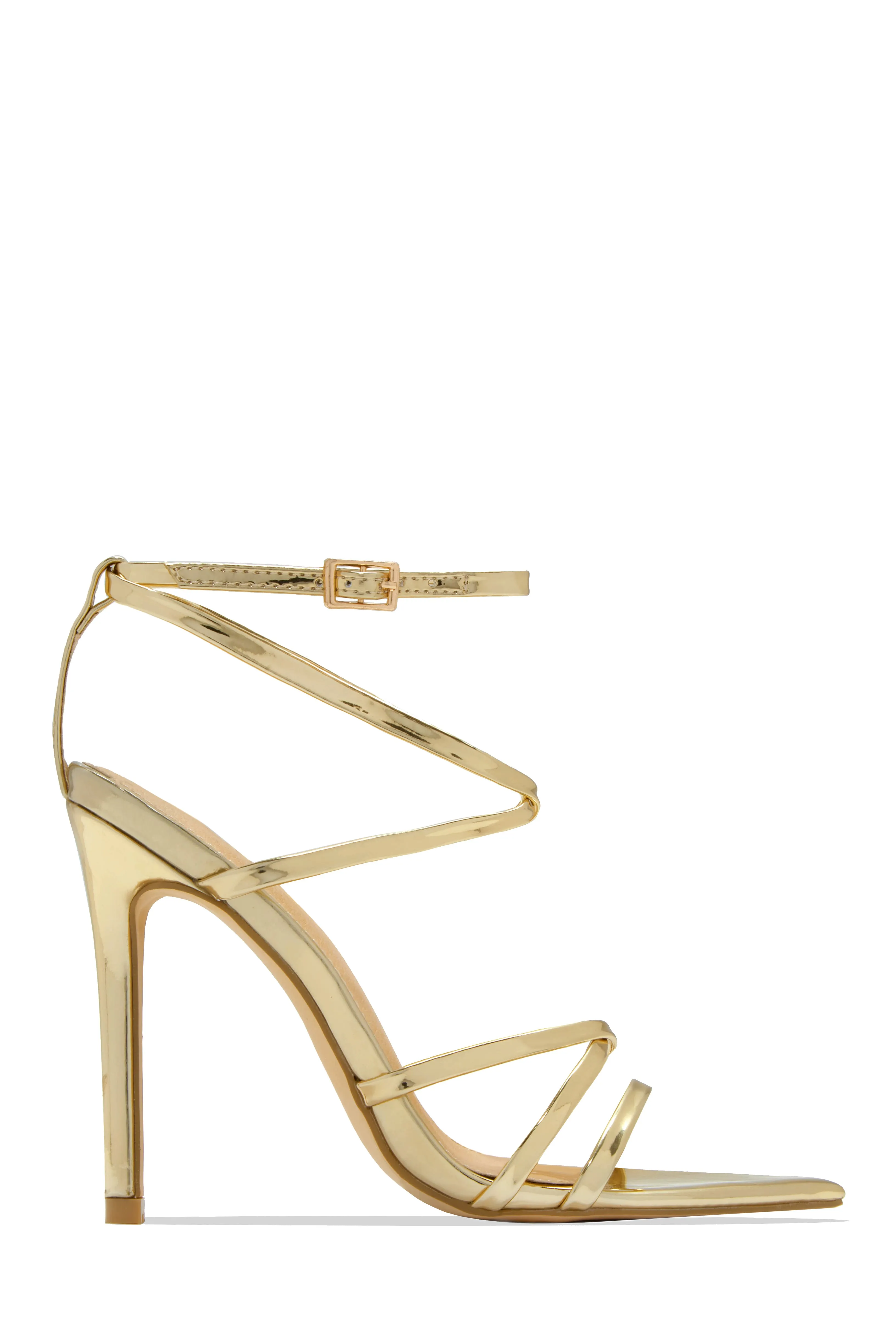 Polished Strappy High Heels - Nude