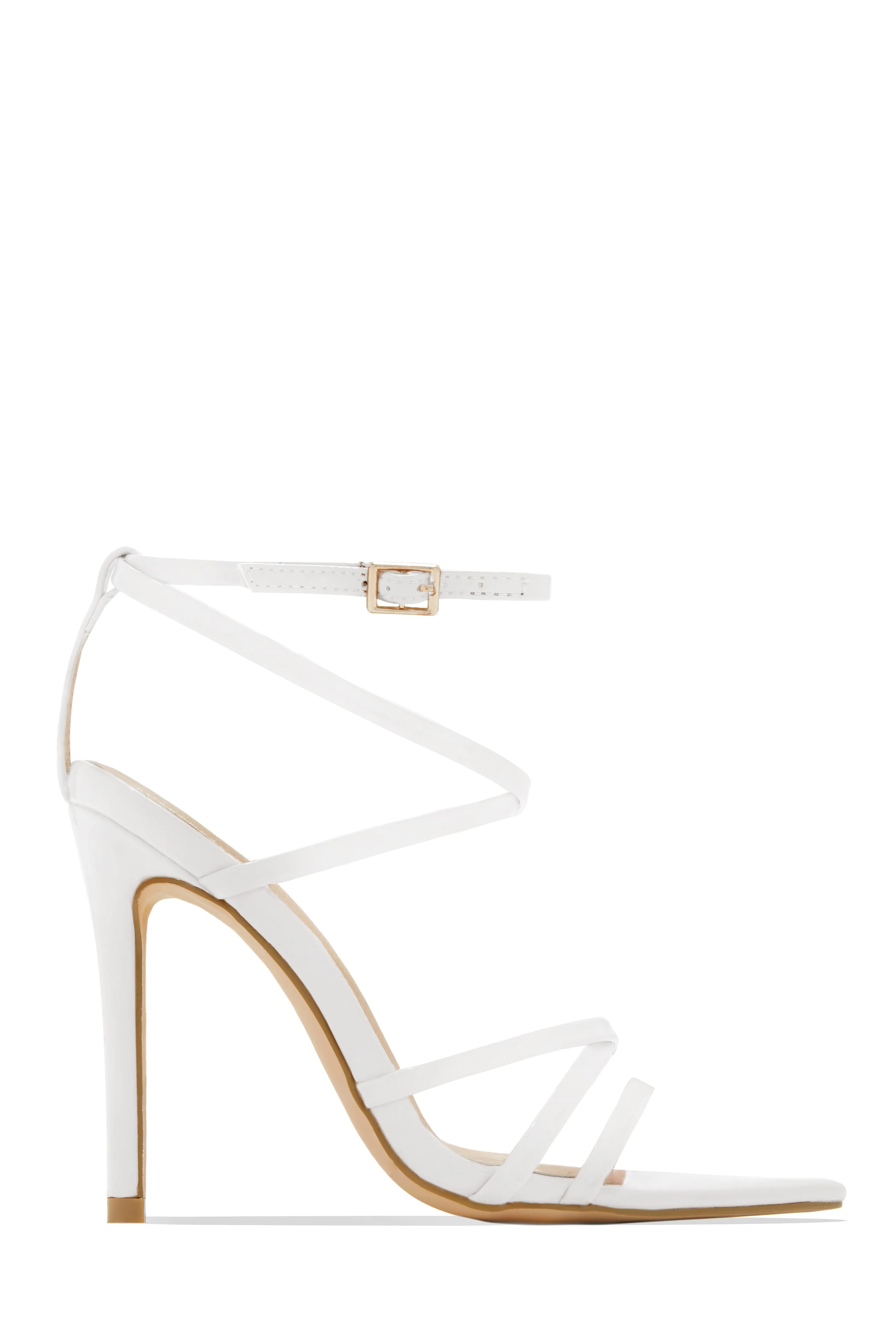 Polished Strappy High Heels - Nude