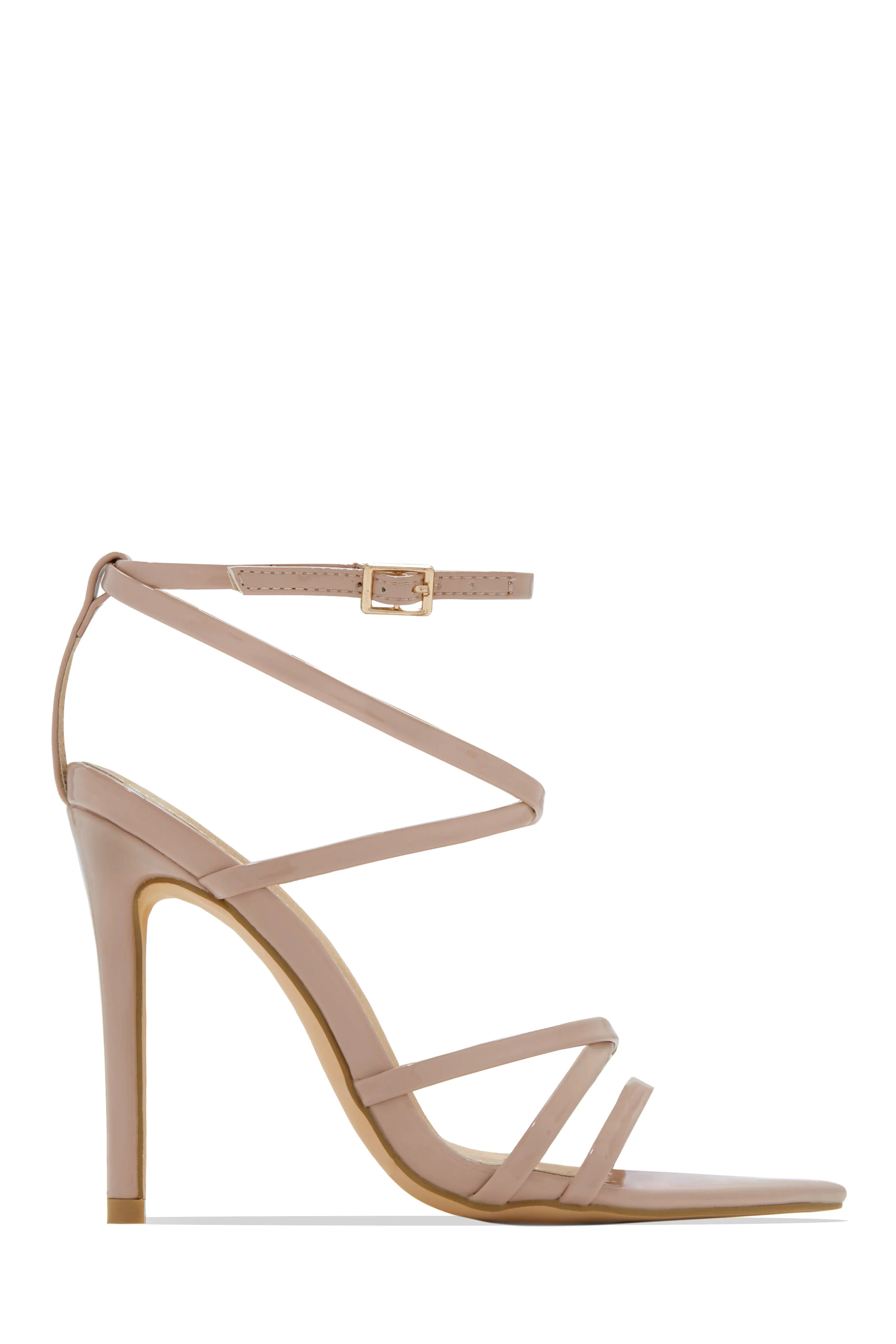 Polished Strappy High Heels - Nude