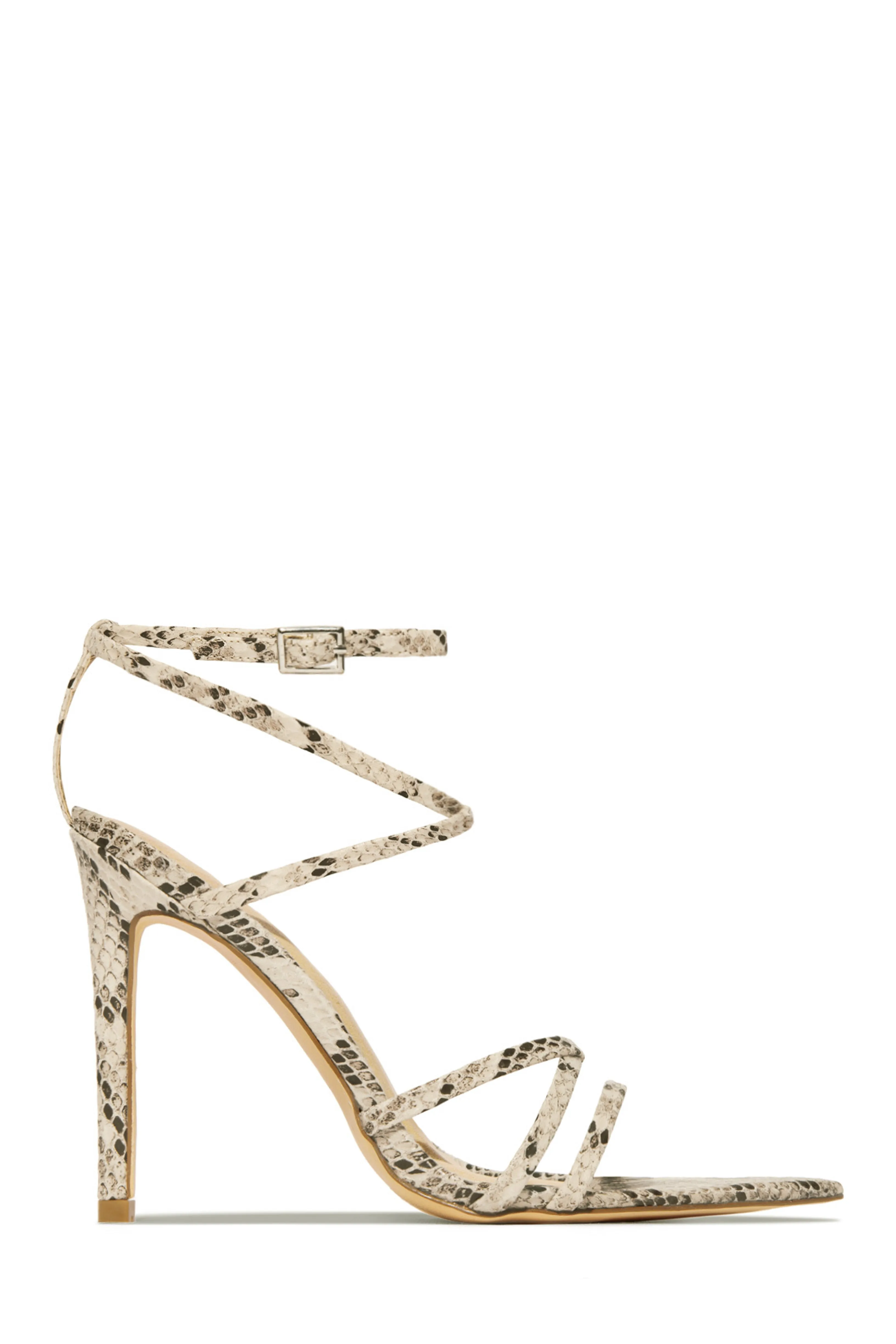 Polished Strappy High Heels - Nude