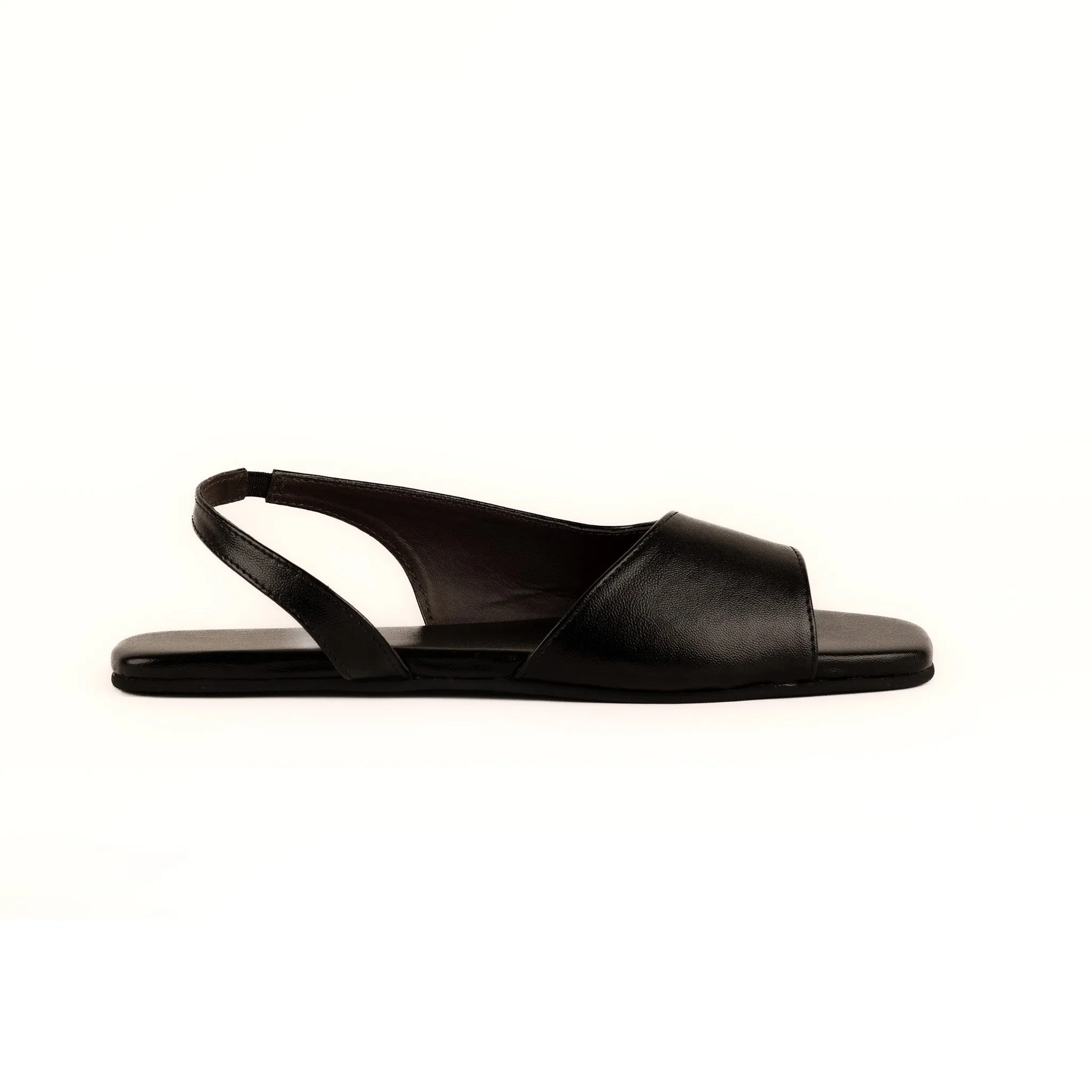 Seashell Slingback Vegan Leather Black Women Sandals