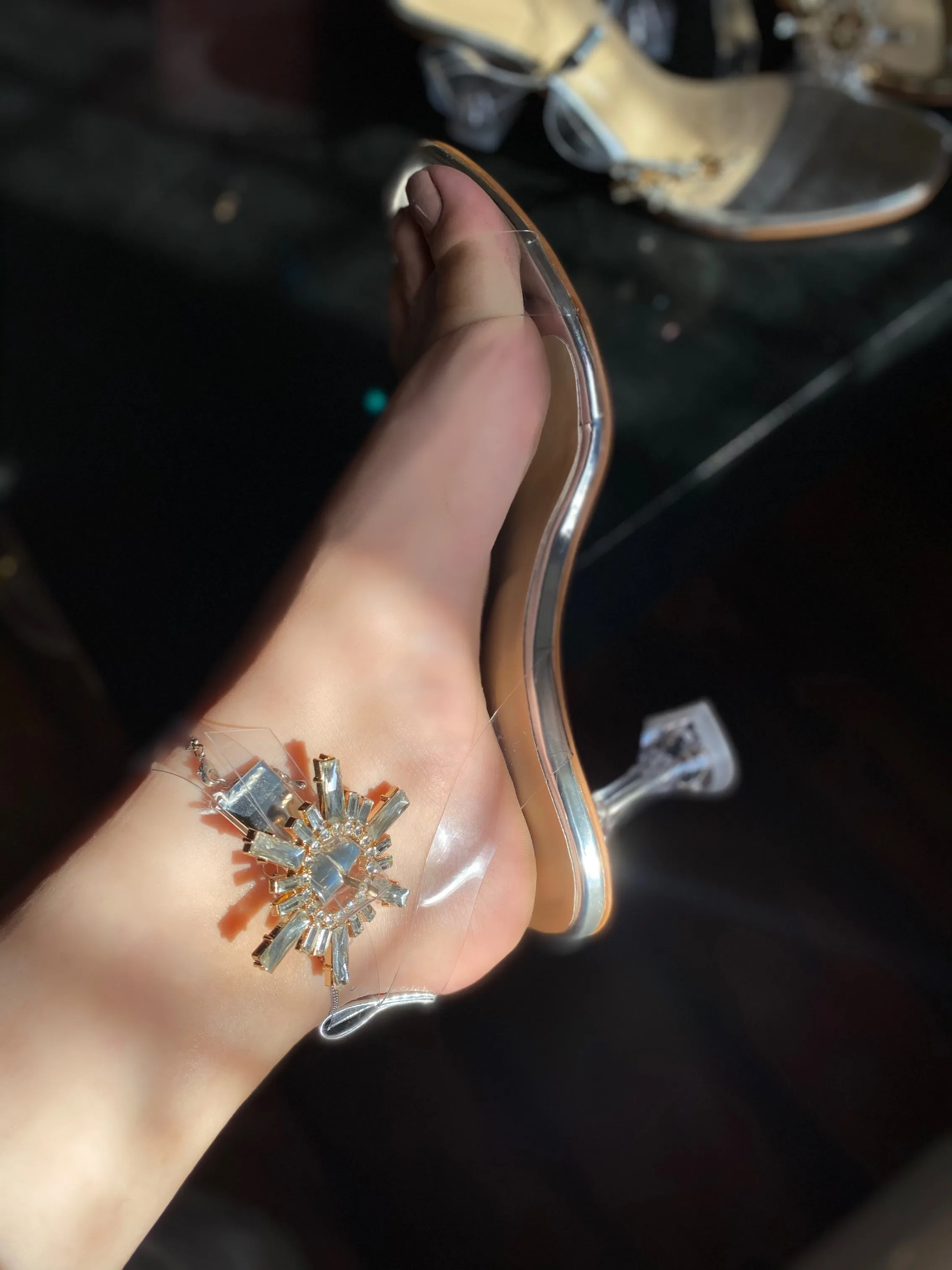 Swetra Crystal Heels - Gold