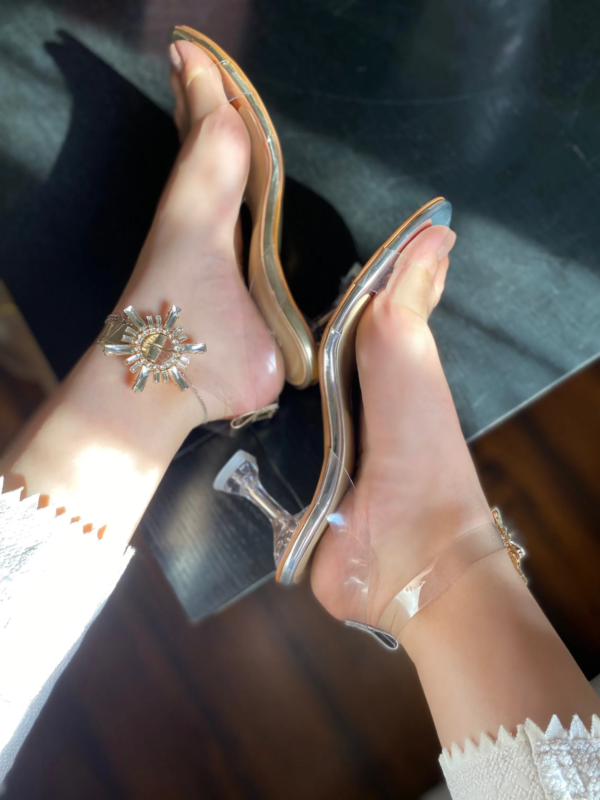 Swetra Crystal Heels - Gold