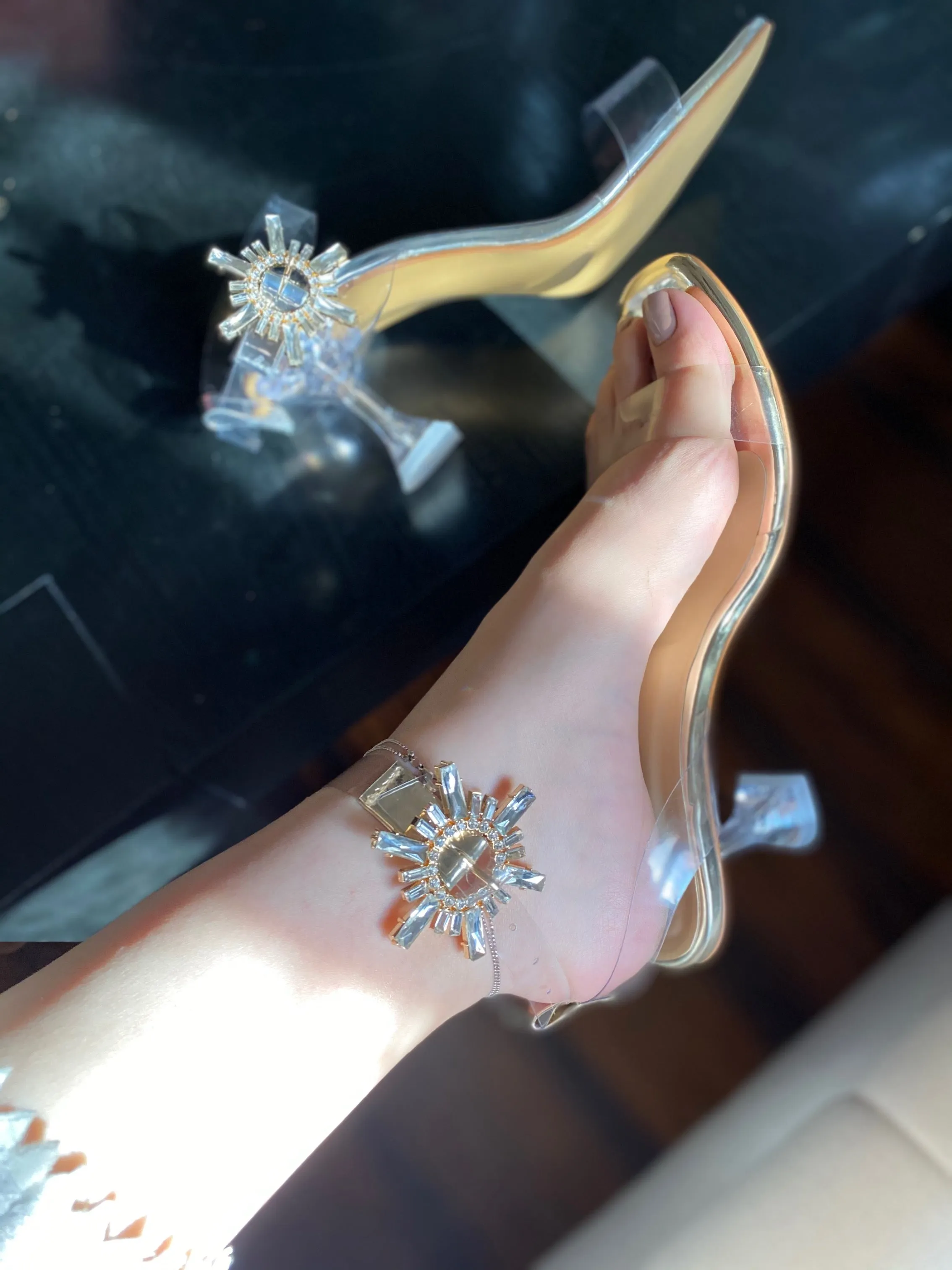 Swetra Crystal Heels - Gold