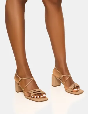 Taryn Nude Knotted Upper Block Mid Heel Sandals