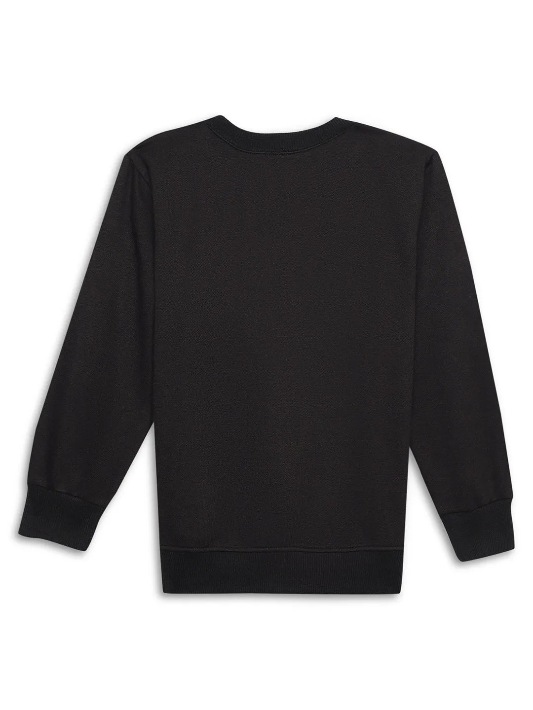 Vimal Jonney Black Printed Round Neck Cotton Fleece Sweatshirt for Kids