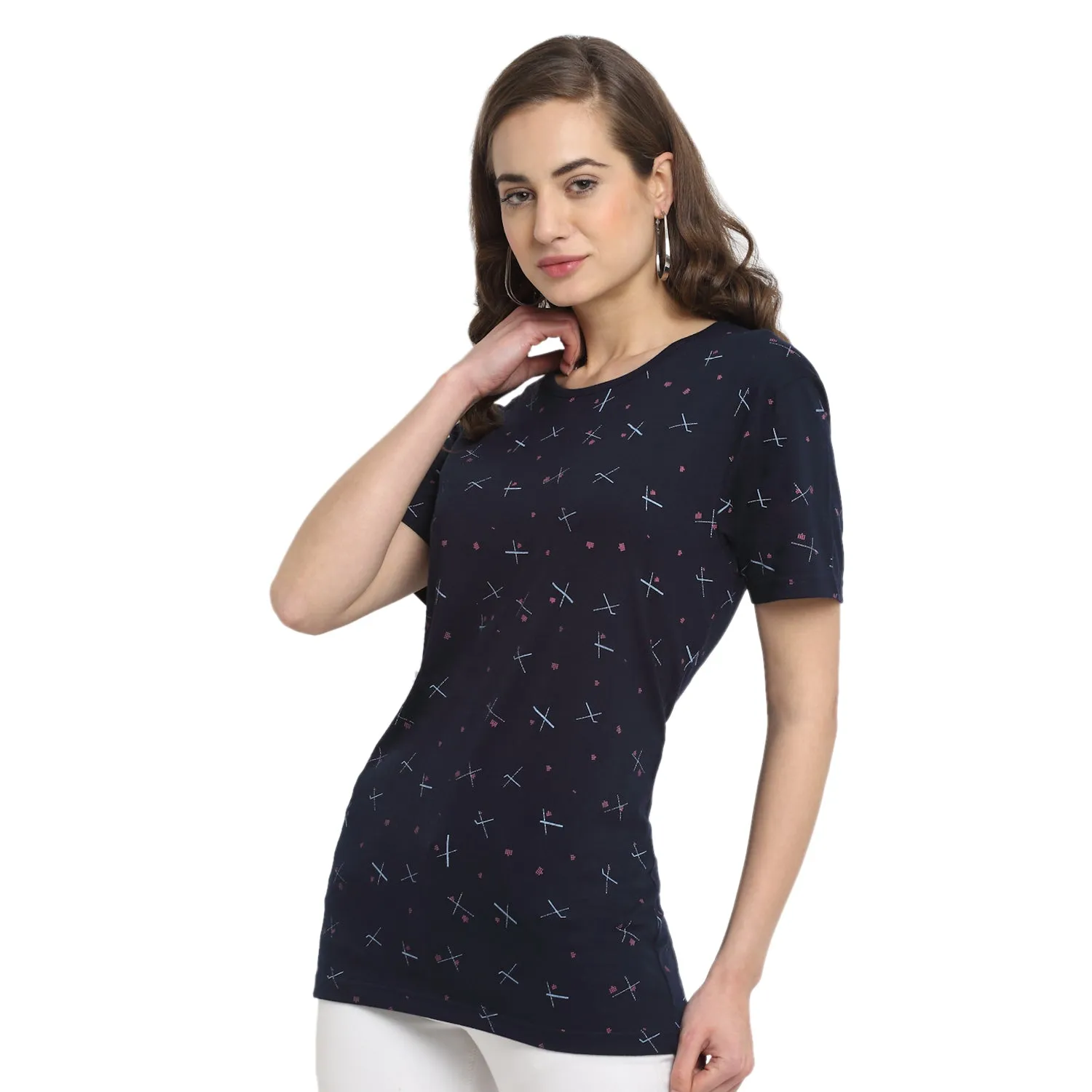 Vimal Jonney Blue Half Sleeve T-shirt For Women's