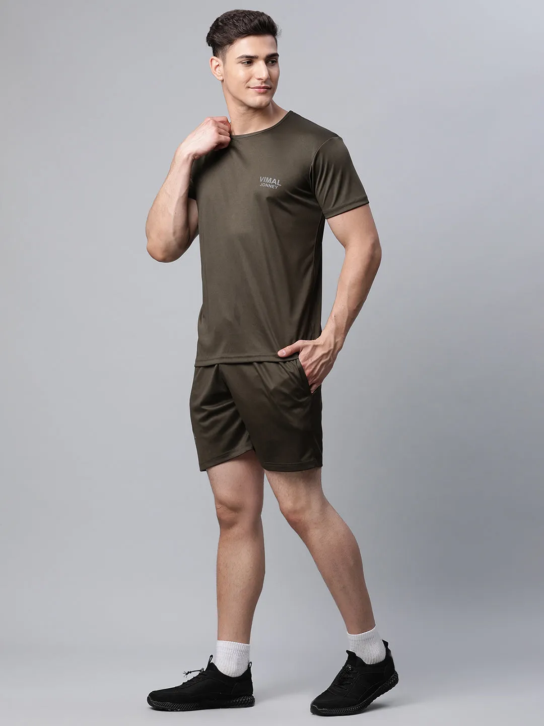 Vimal Jonney Dryfit Solid Olive Tracksuit for Men