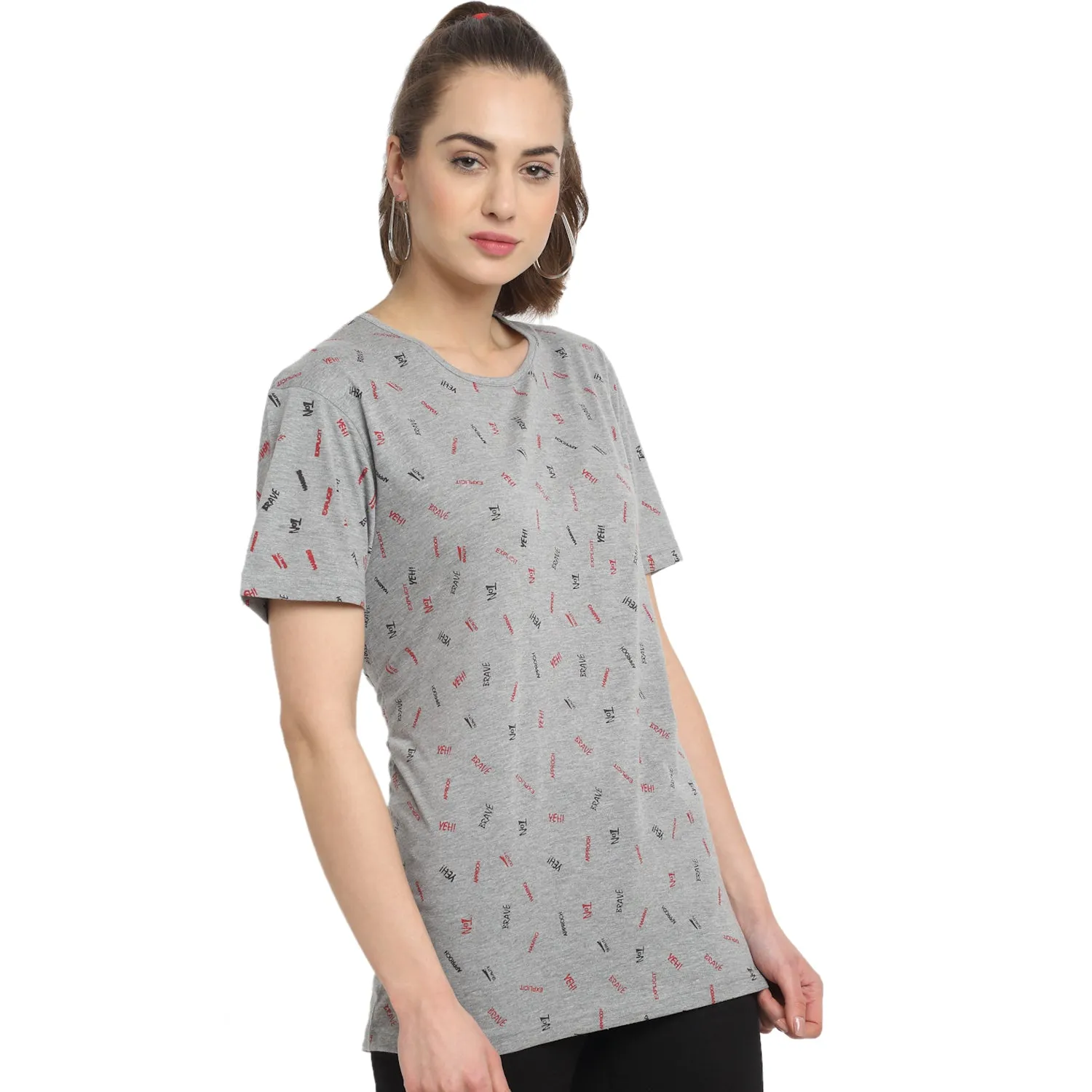 Vimal Jonney Grey Half Sleeve T-shirt For Women's