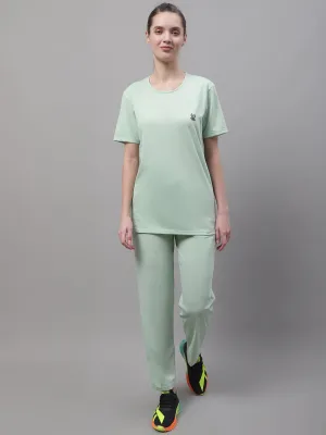 Vimal Jonney Light Green Cotton Solid Co-ord Set Tracksuit For Women