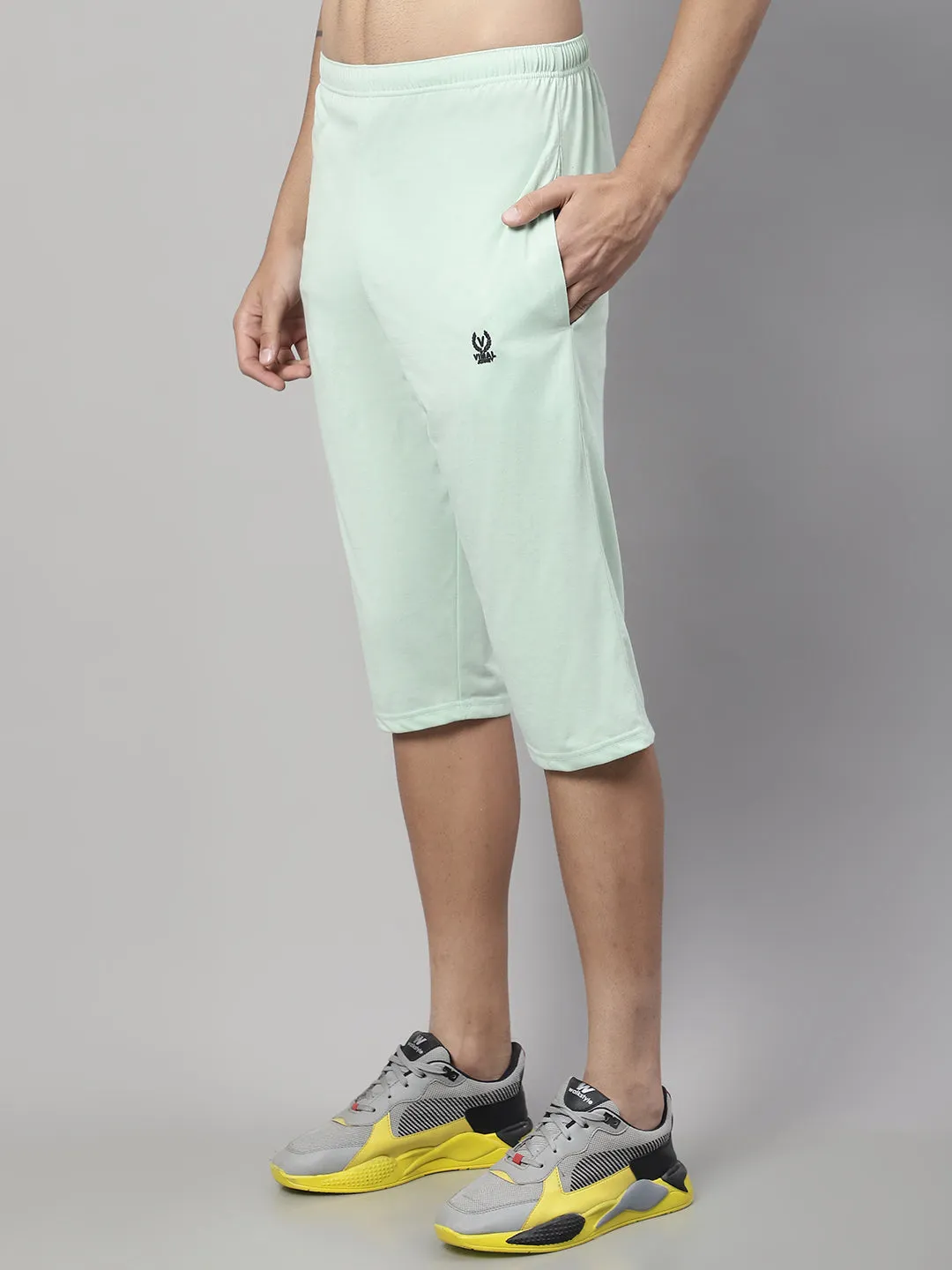 Vimal Jonney Light Green Regular fit Cotton Capri for Men