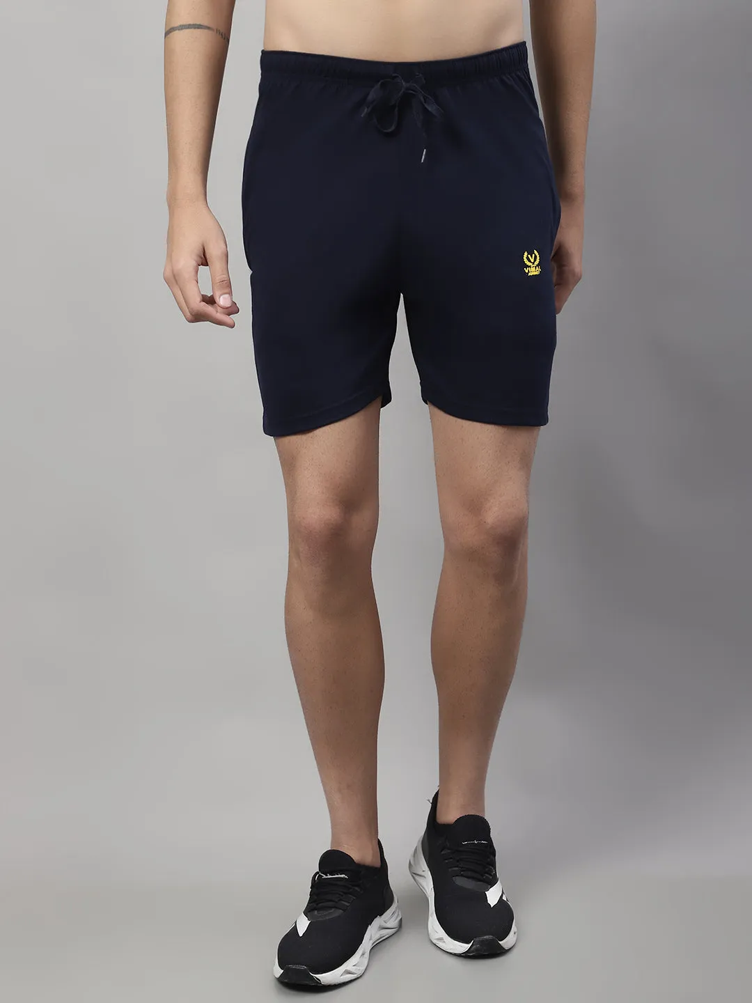 Vimal Jonney Navy Blue Regular fit Cotton Shorts for Men