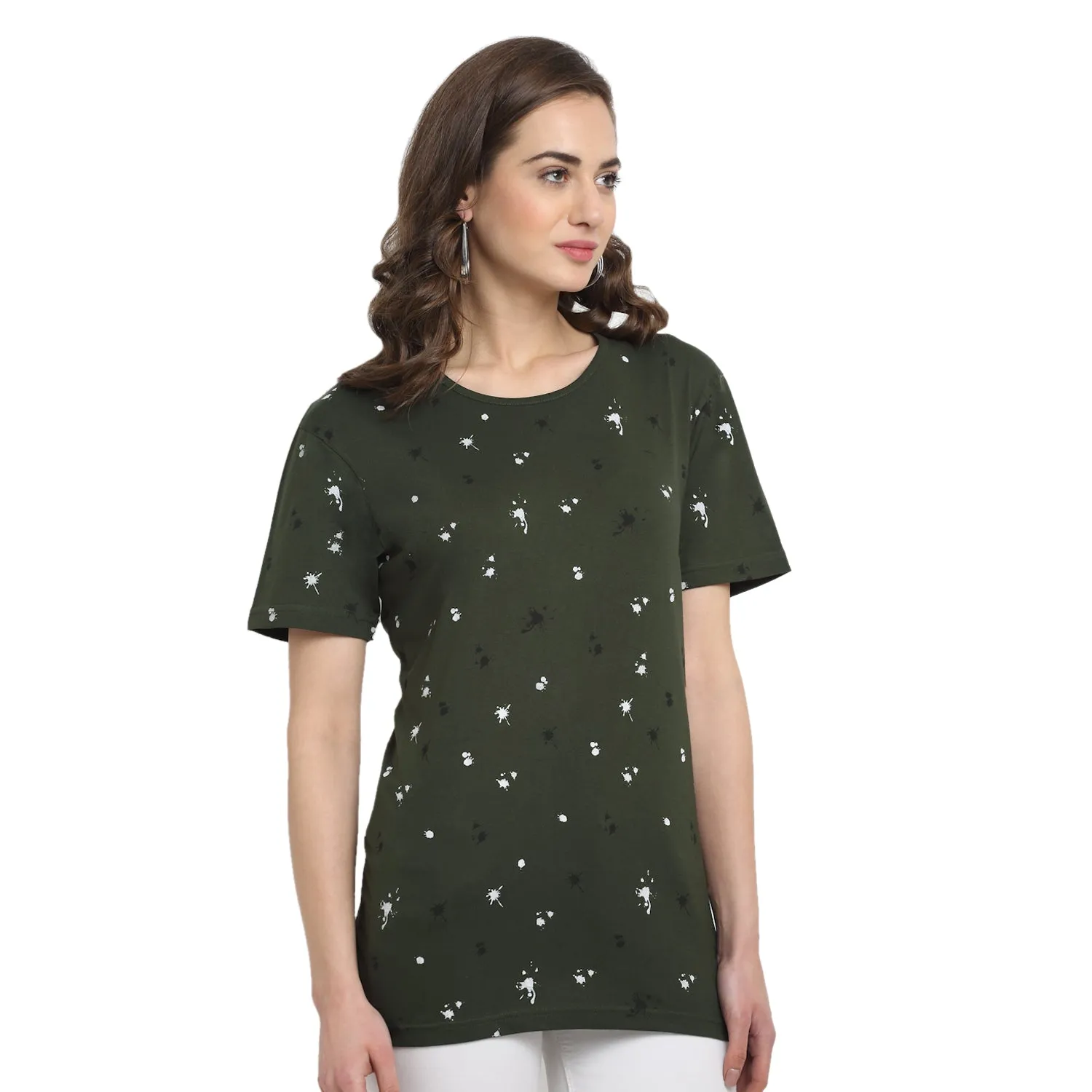 Vimal Jonney Olive Half Sleeve T-shirt For Women's