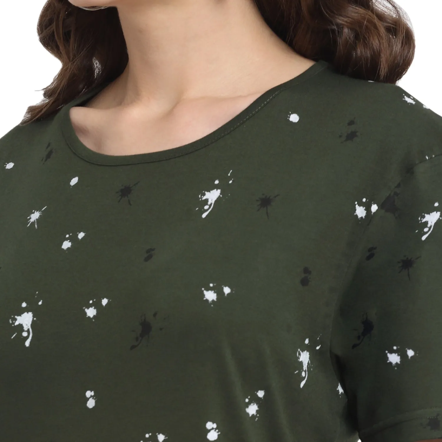 Vimal Jonney Olive Half Sleeve T-shirt For Women's