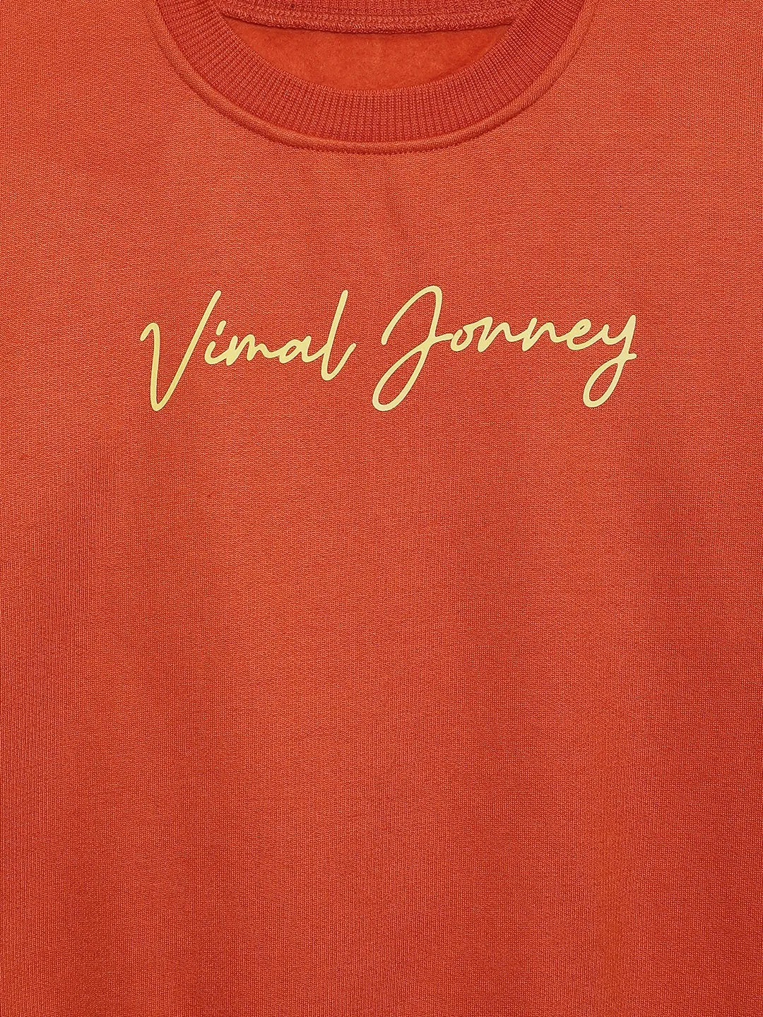 Vimal Jonney Rust Printed Round Neck Cotton Fleece Sweatshirt for Kids