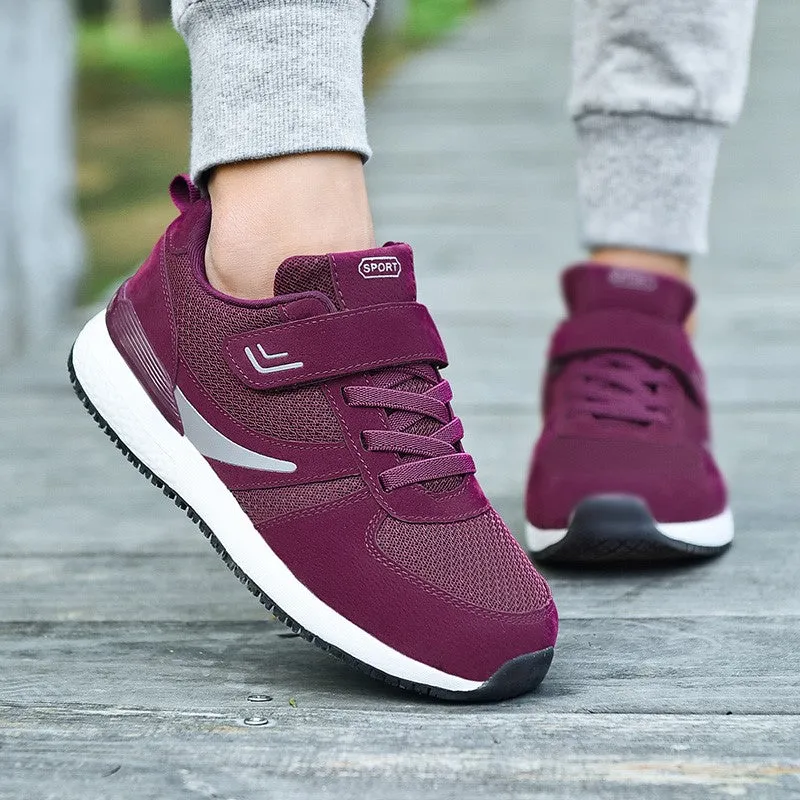 Women's breathable platform buckle tennis running sneakers