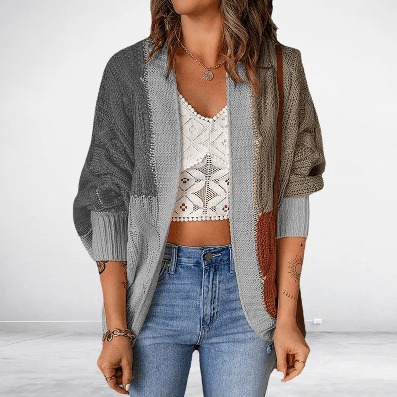 Women's Color Block Knit Cardigan Sweater